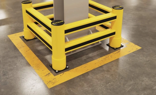 Column protectors at rack ends