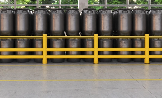 Traffic barriers along aisles